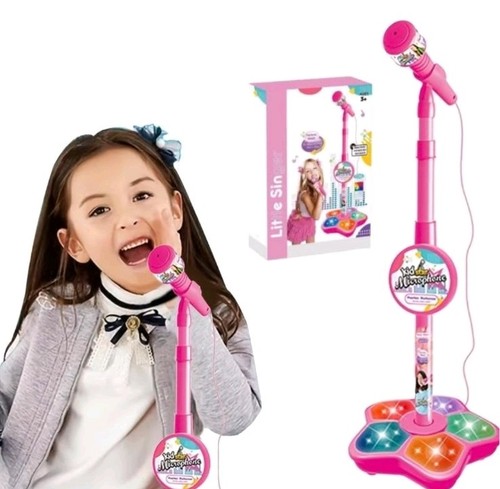 Kids singing microphone stand - singing,
